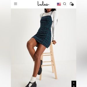 Lulus Sweetest Memory Navy Plaid Lace-Up Mini Dress With Pockets